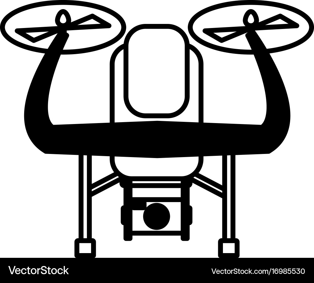 Drone with action camera front view technology Vector Image