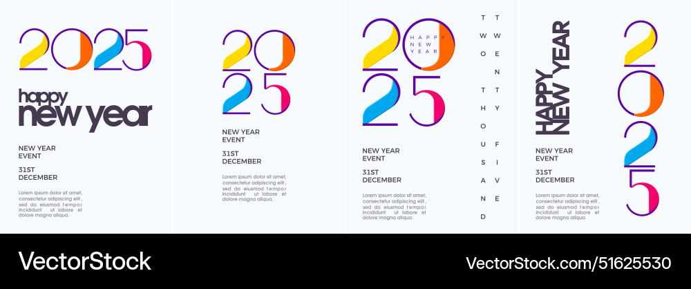 Frohes neues Jahr Poster Design Set Hintergrund Frohes neues Jahr Poster Design Set Hintergrund vektorbild