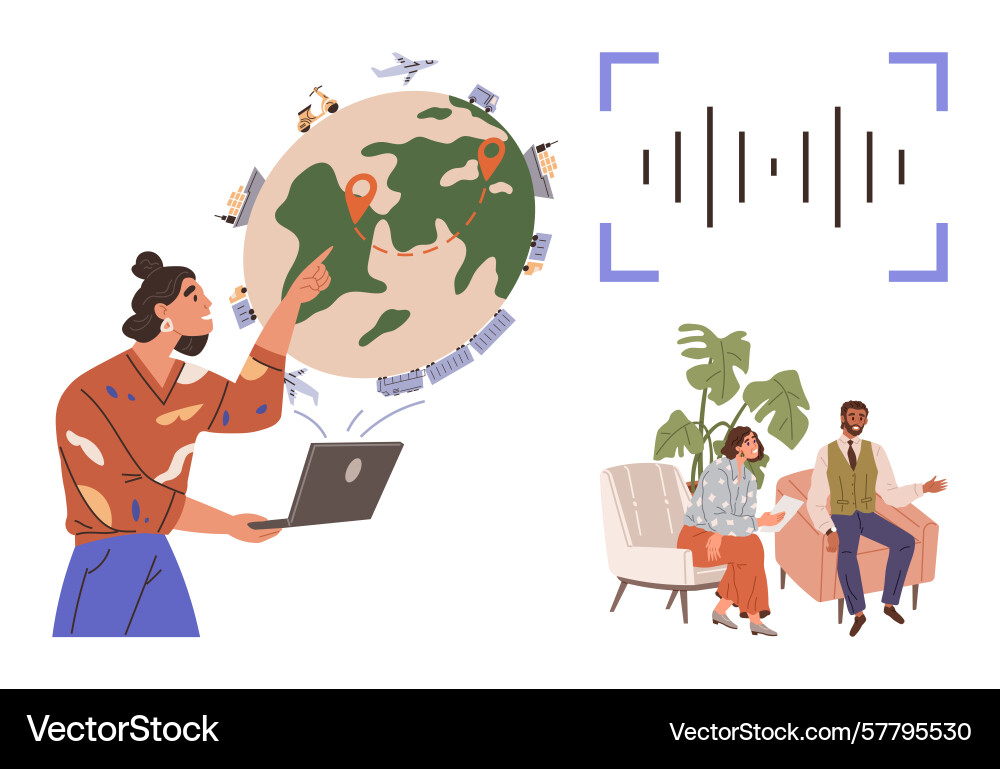 Global communication and virtual interaction Global communication and virtual interaction Vector Image