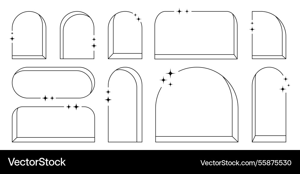 Line abstract frames arch windows with blinks Line abstract frames arch windows with blinks Vector Image