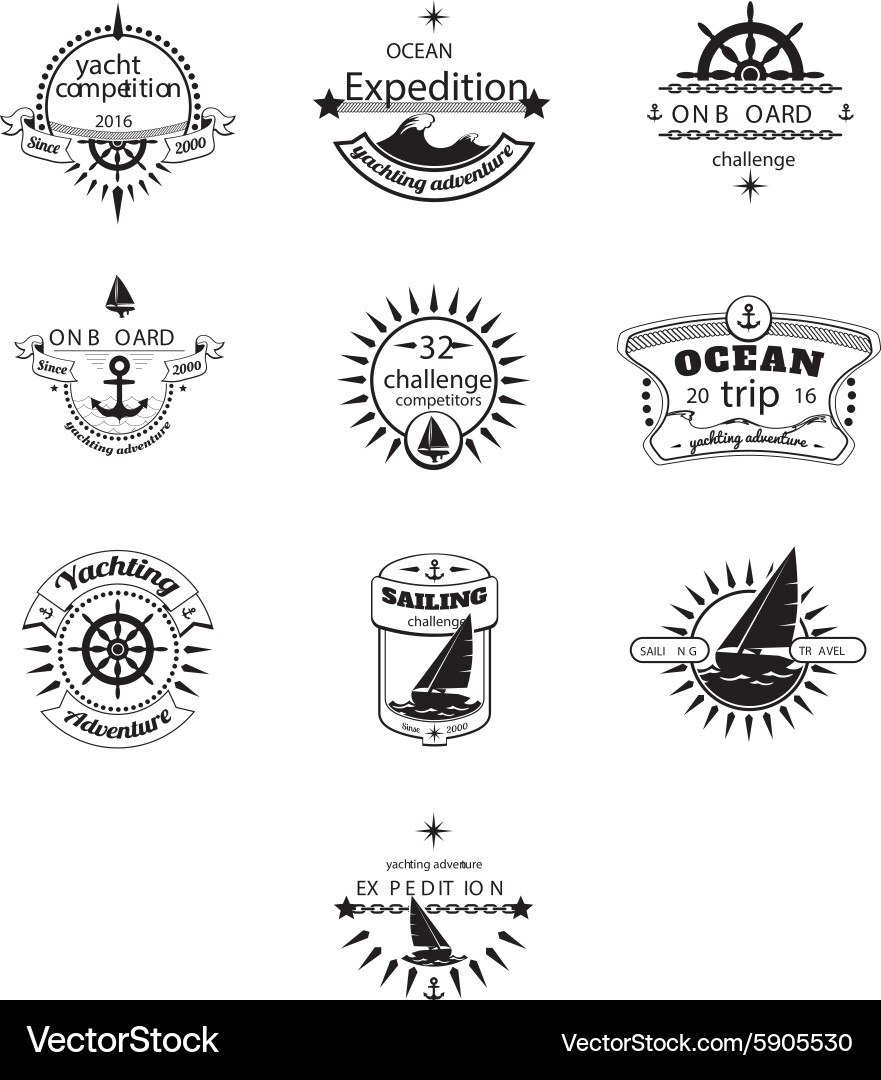 Luxury Yachting and Sailing Icons Vector Image