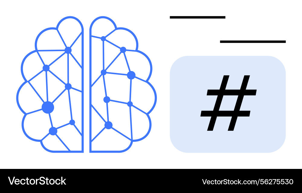 Neural network brain and data representation Neural network brain and data representation vector image