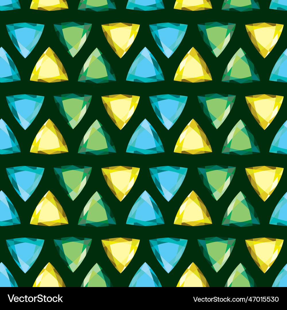 Pattern with various triangular gemstones Vector Image