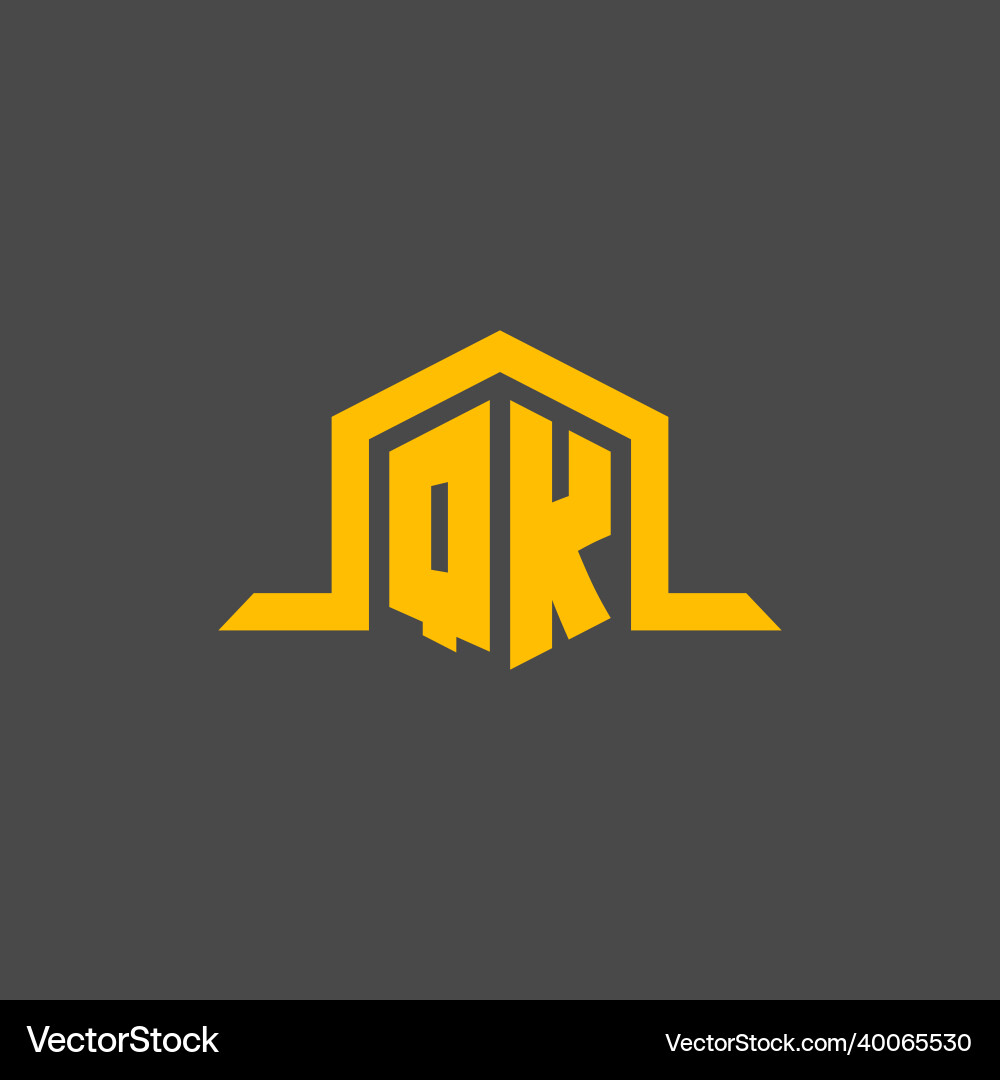 Qk monogram initial logo with hexagon style design Qk monogram initial logo with hexagon style design Vector Image