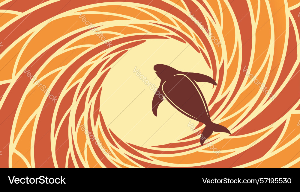 Seal in abstract swirl dynamic aquatic motion vector image