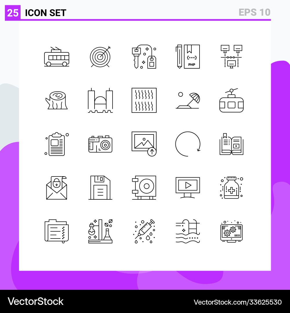 Set 25 lines on grid for connection file hotel Vector Image