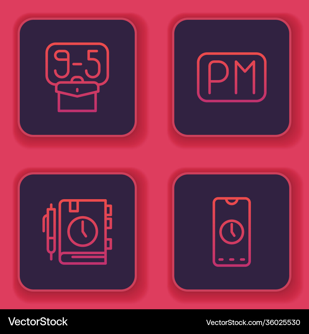 Set line from 9 daily paper notepad day time Set line from 9 daily paper notepad day time Vector Image