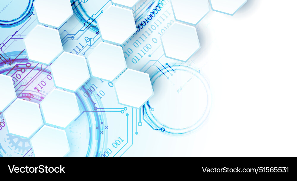 Abstract circuit board and hexagons on gradient Abstract circuit board and hexagons on gradient vector image