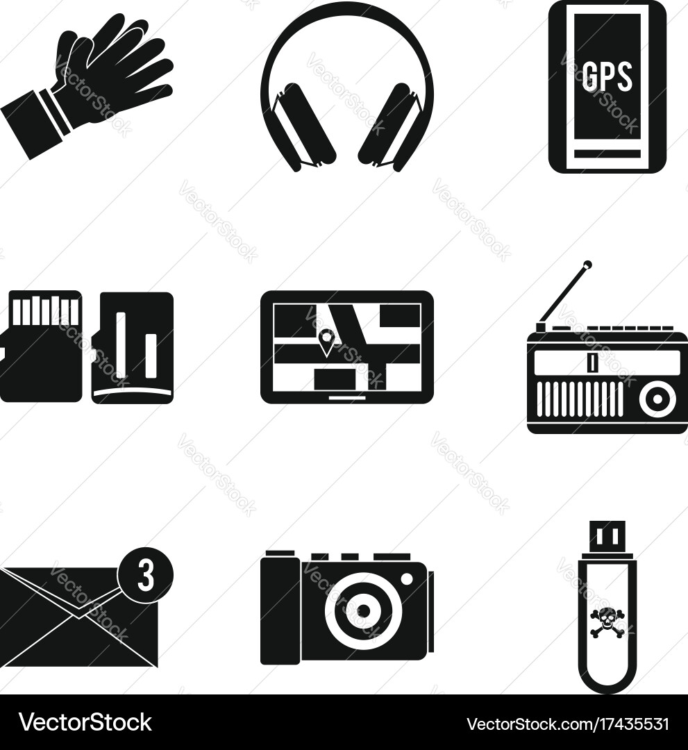 Burning to flash card icons set simple style vector image
