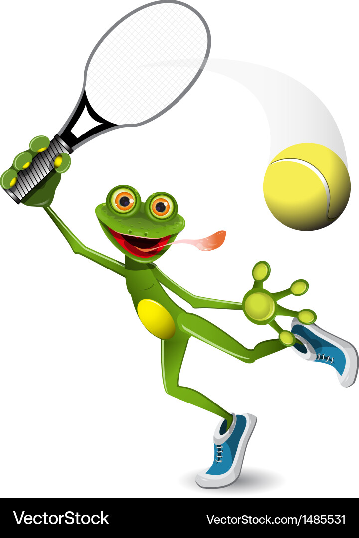 Cheerful Frog Tennis Player Vector Image