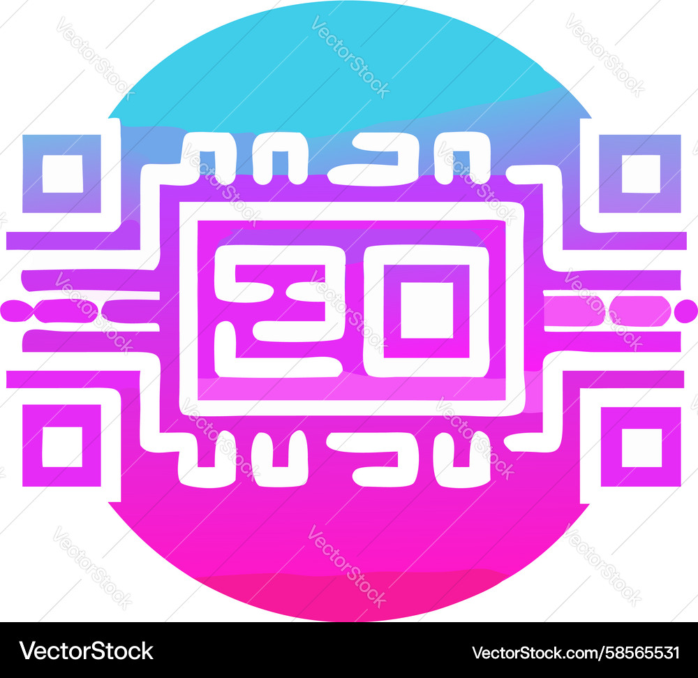 Dynamic Flowing QR Code Abstract Vector Image