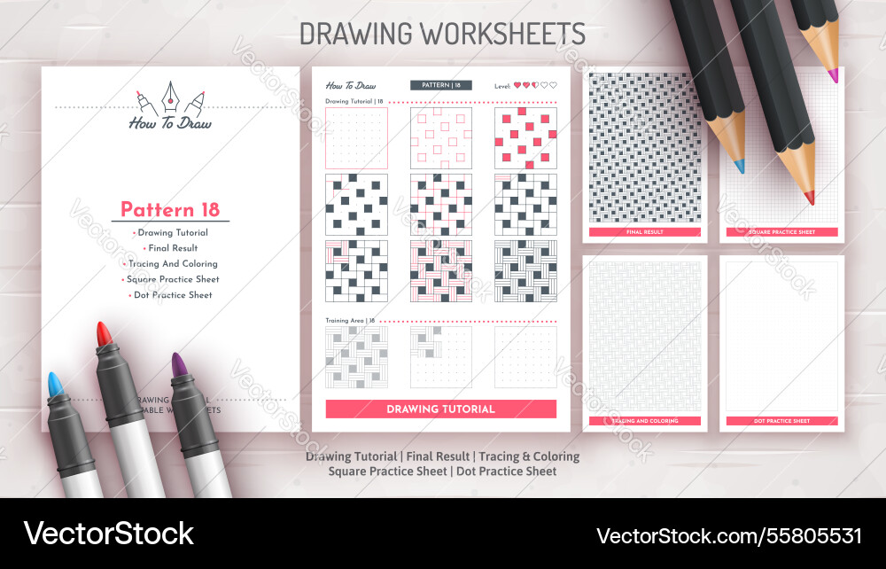 How to draw a pattern step by drawing How to draw a pattern step by drawing vector image