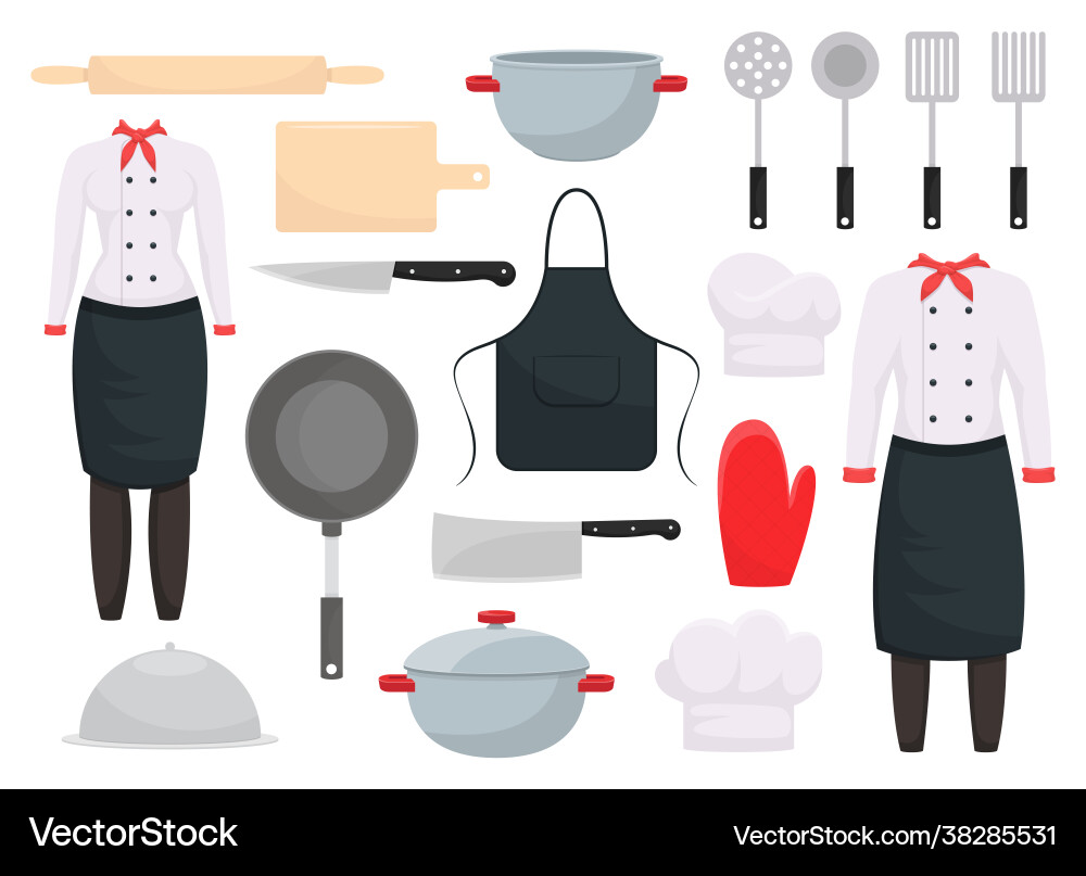 Kitchen set design isolated on white background vector image