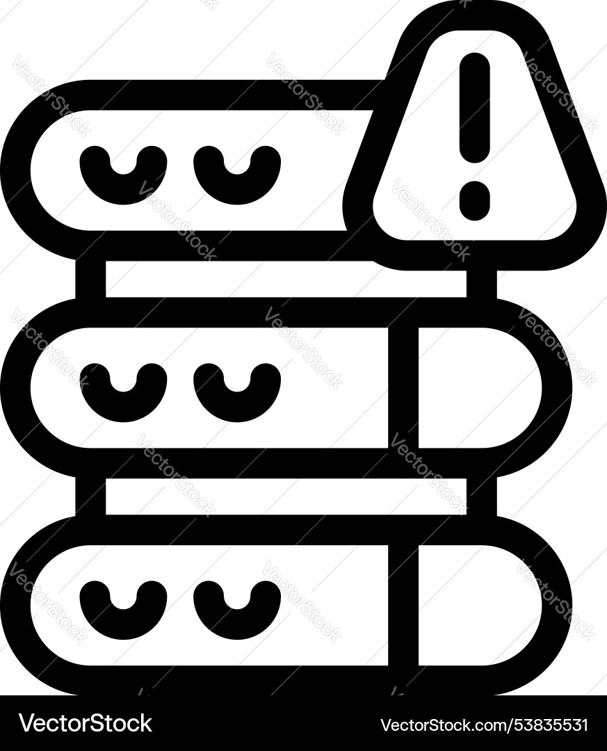Server warning icon showing database alert or risk Server warning icon showing database alert or risk vector image