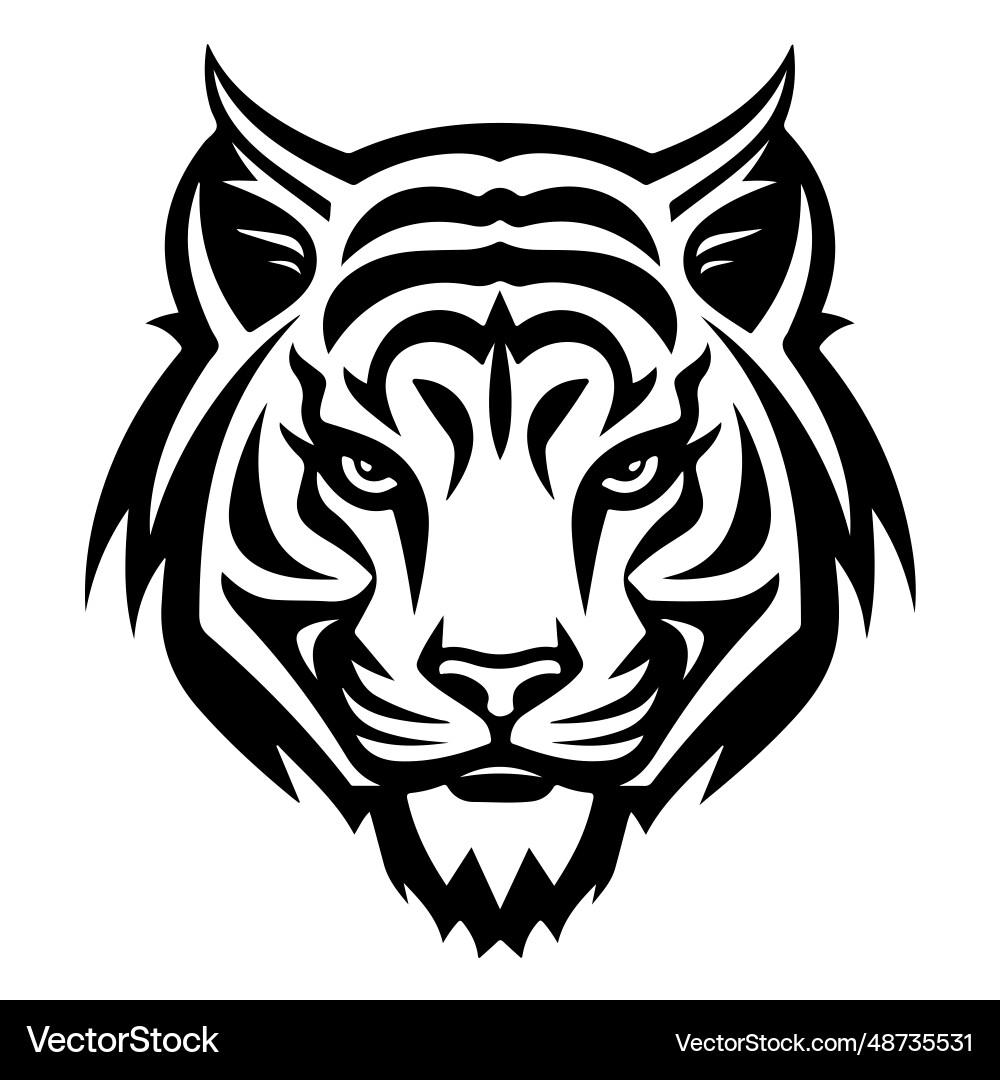 Tiger head emblem hand drawn sketch Vector Image