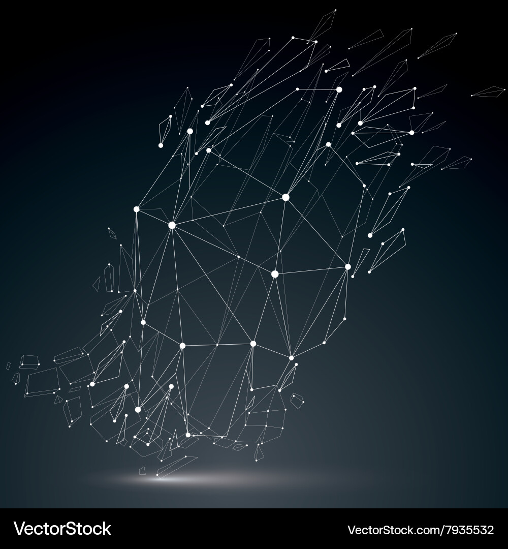 3d wireframe object broken into different Vector Image