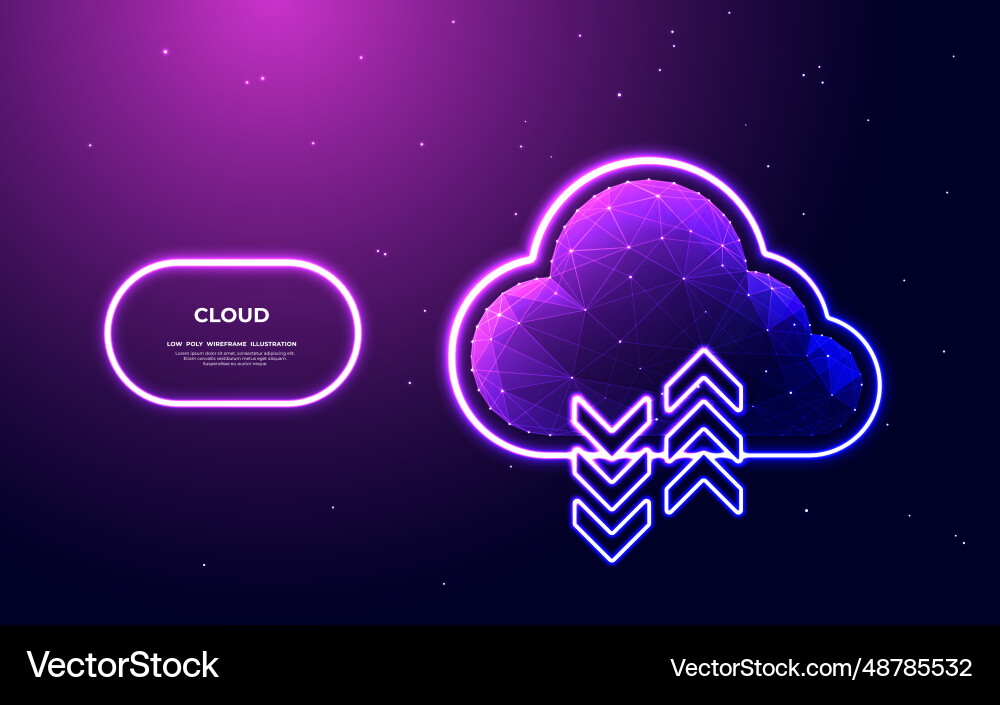 Abstract digital cloud computing icon with neon Abstract digital cloud computing icon with neon vector image