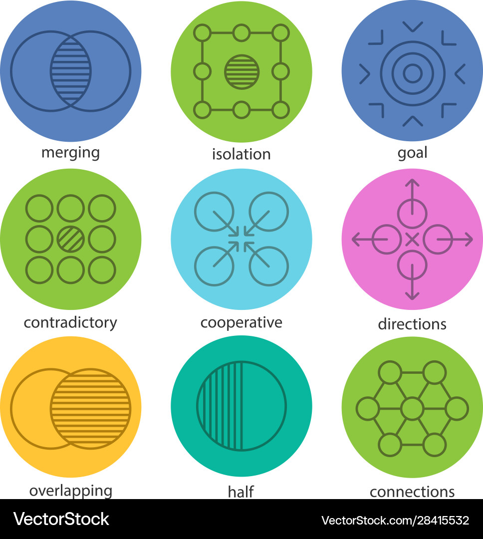Abstract symbols linear icons set Vector Image