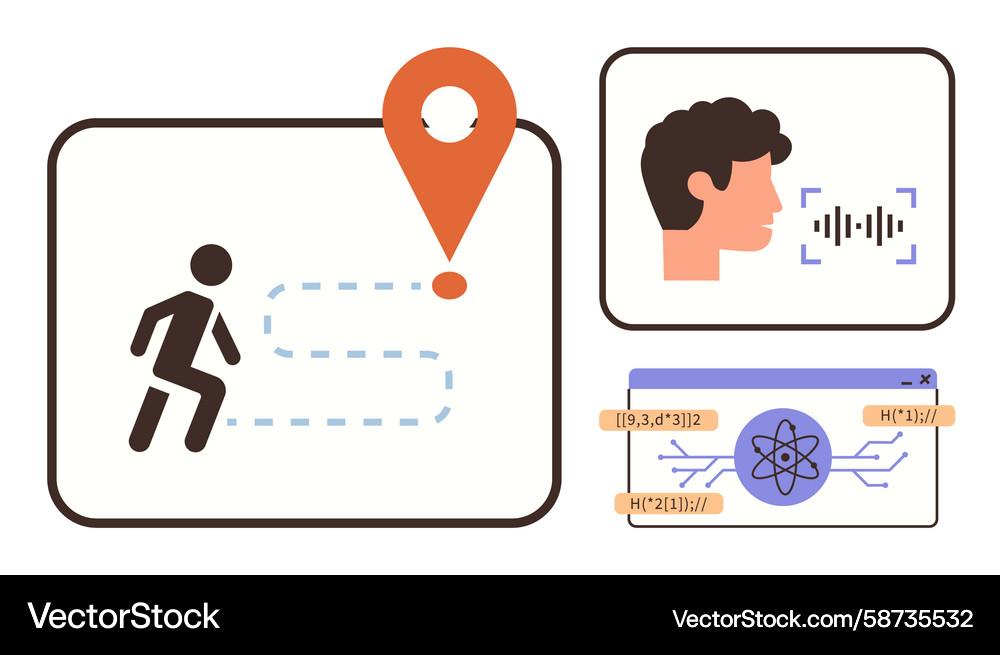 AI Navigation & Data Tracking Vector Image