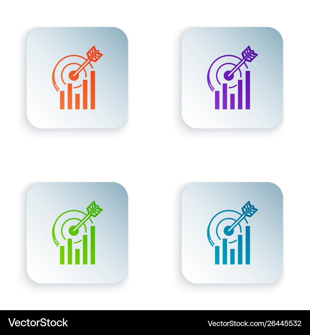 Color target with graph chart icon isolated Color target with graph chart icon isolated Vector Image