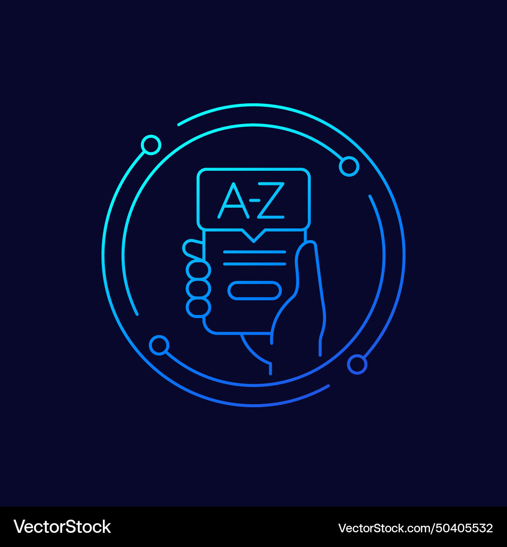 Dictionary mobile app icon linear design Vector Image