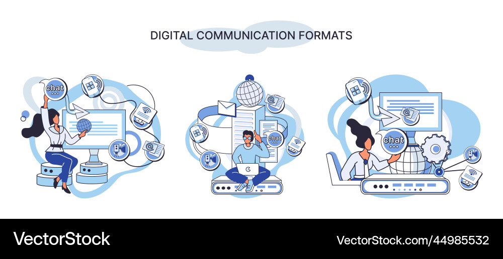 Digital communication formats metaphor content Digital communication formats metaphor content Vector Image