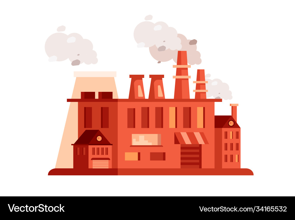 Factory building icon with chimneys in flat style Factory building icon with chimneys in flat style vector image