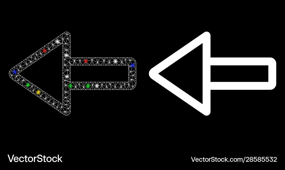 Flare mesh wire frame left arrow icon with Vector Image