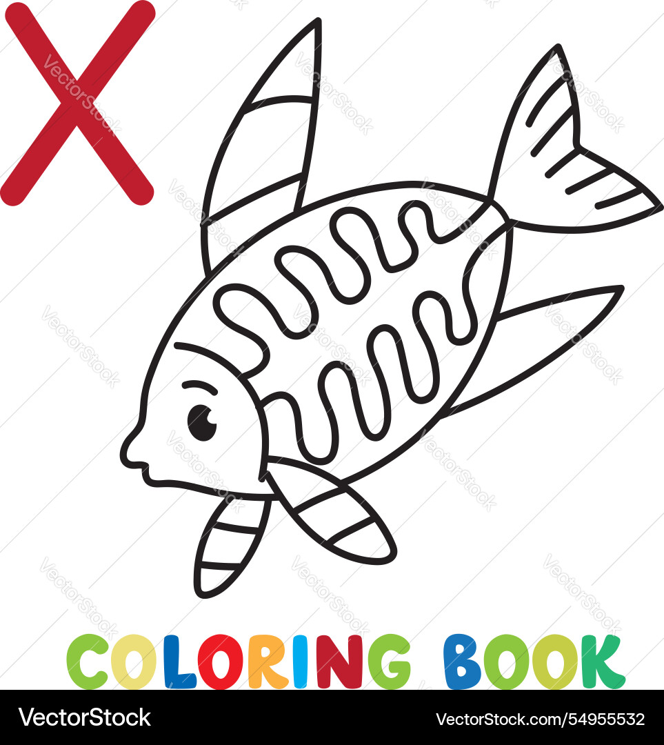 Funny x-ray fish animals coloring book for kids Funny x-ray fish animals coloring book for kids Vector Image