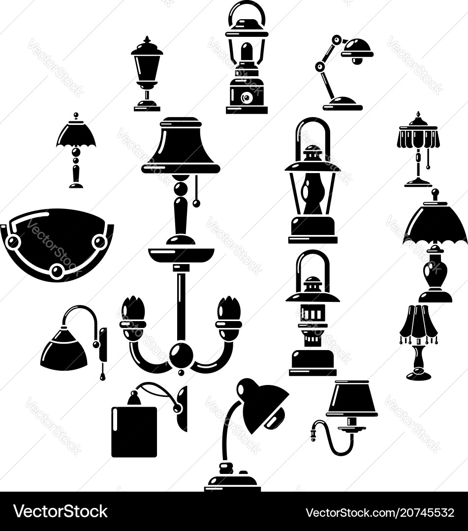 Lamp icons set simple style Lamp icons set simple style vector image