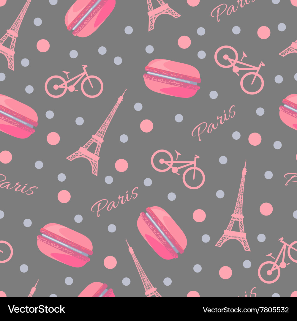 Macaroon Pattern with Eiffel Tower vector image
