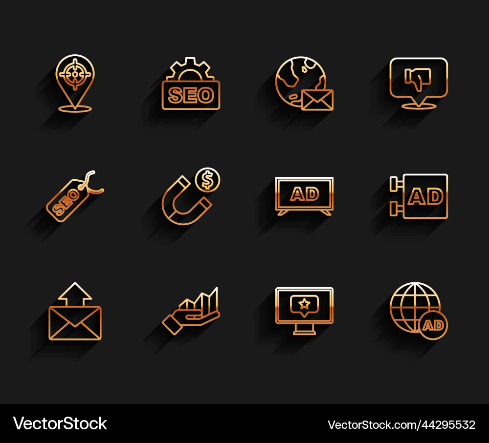 Set line mail and e-mail pie chart infographic Set line mail and e-mail pie chart infographic Vector Image