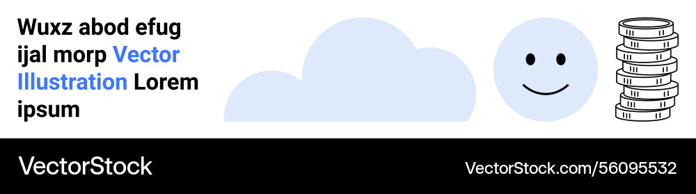 Smiling face with stacked coins and cloud Vector Image