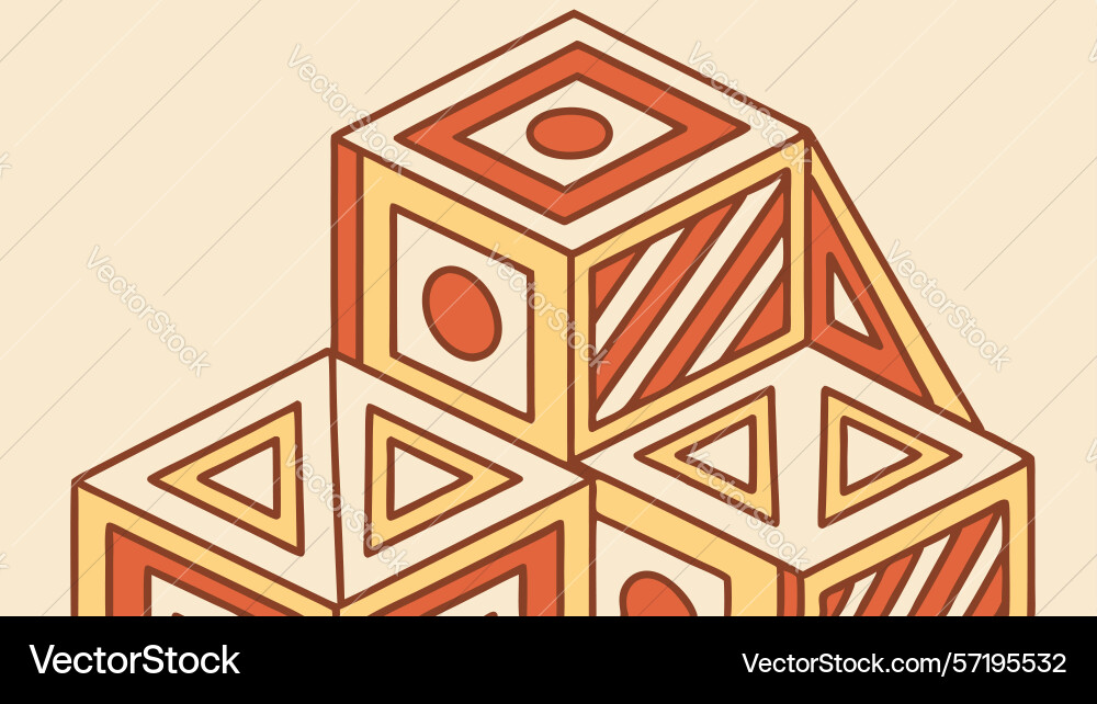 Stacked geometric cubes abstract building blocks vector image