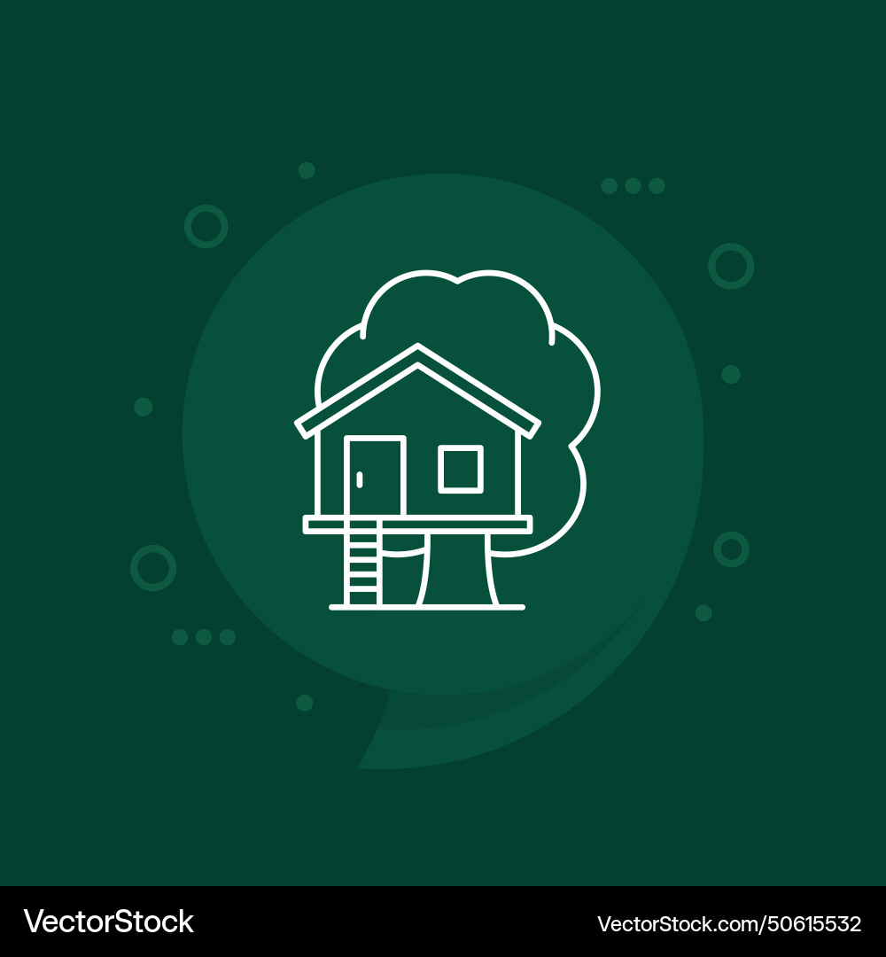Treehouse line icon cabin on a tree vector image