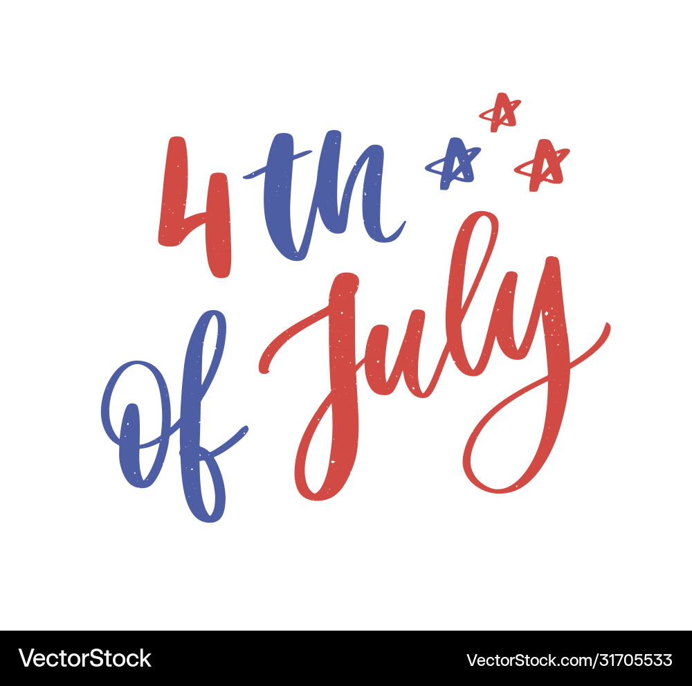 4th july happy independence day calligraphy 4th july happy independence day calligraphy vector image