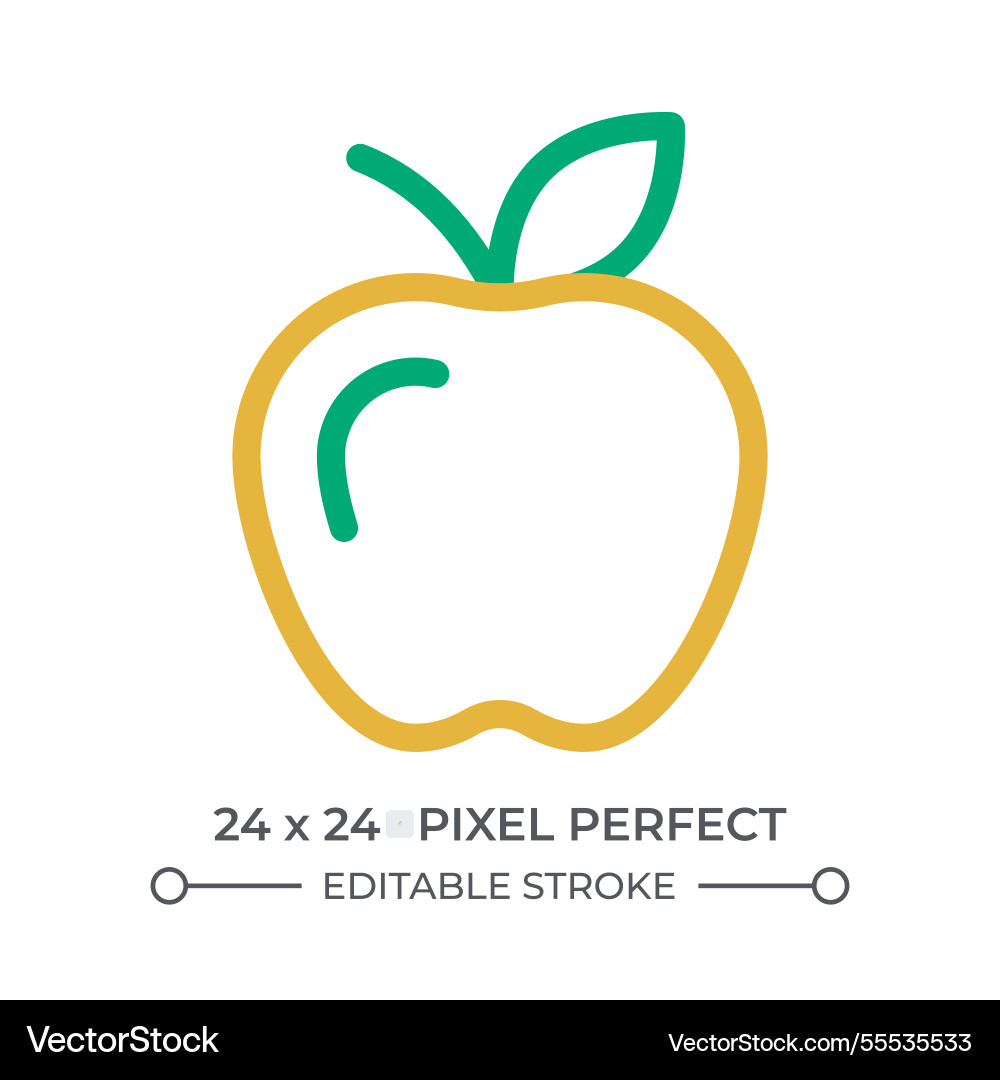 Apple with leaf colorful line ui icon Apple with leaf colorful line ui icon vector image