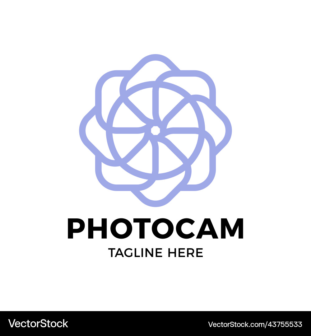 Camera circle shutter in outline style logo Vector Image