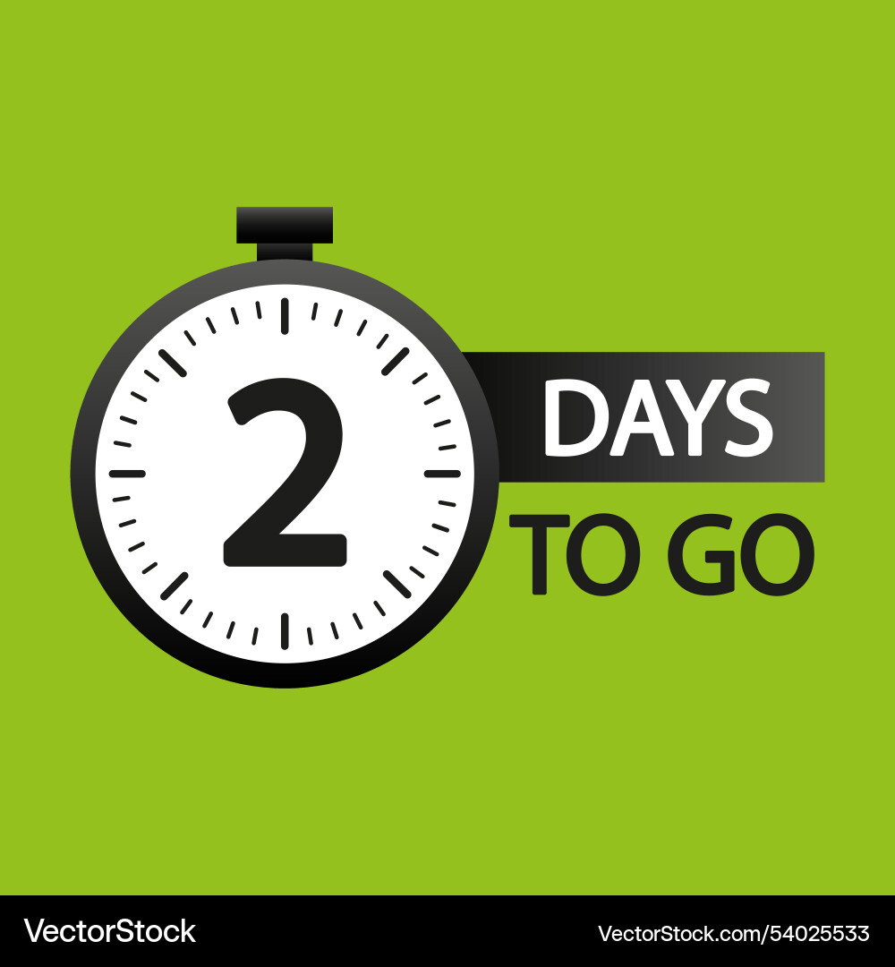Countdown number two timer clock symbol bold 2 vector image