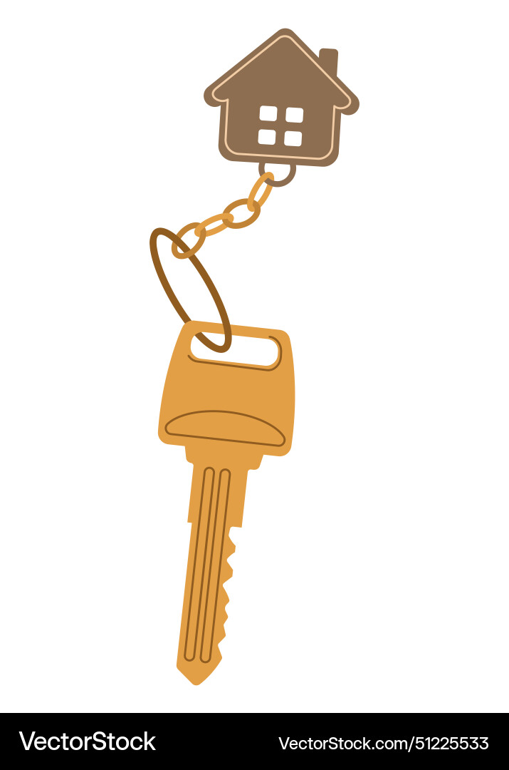 Door keys keyfob ring with trinket keychains Door keys keyfob ring with trinket keychains vector image
