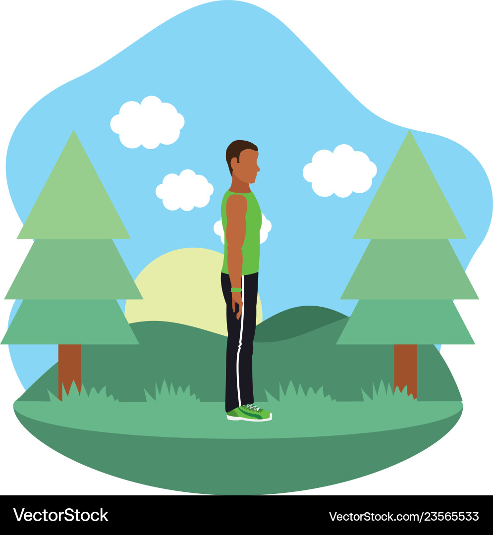 Fit man doing exercise Fit man doing exercise Vector Image