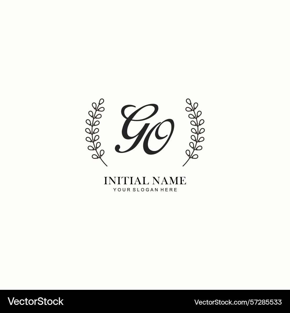 Go initial logo templates with botanical elements Vector Image