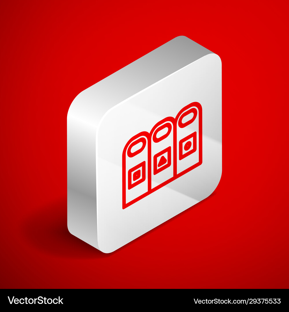 Isometric line trash in garbage cans with sorted vector image