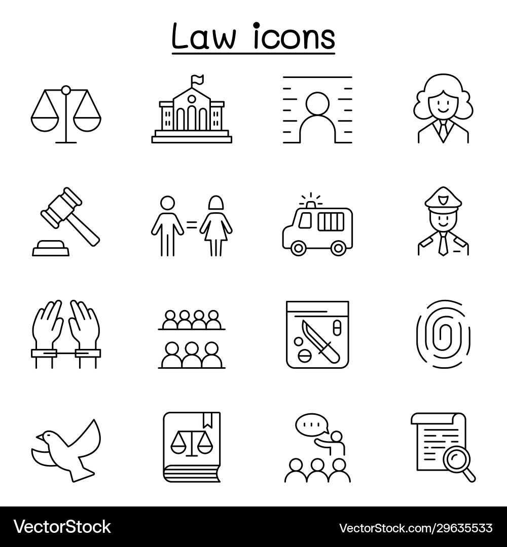 Law & Justice Icon Set Vector Image
