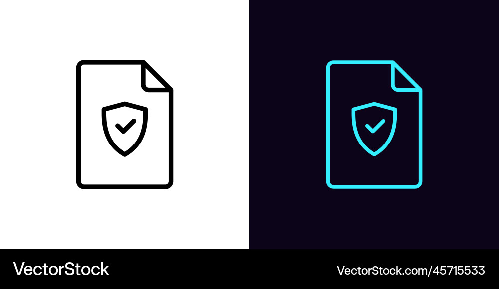 Outline verified file icon with editable stroke Vector Image