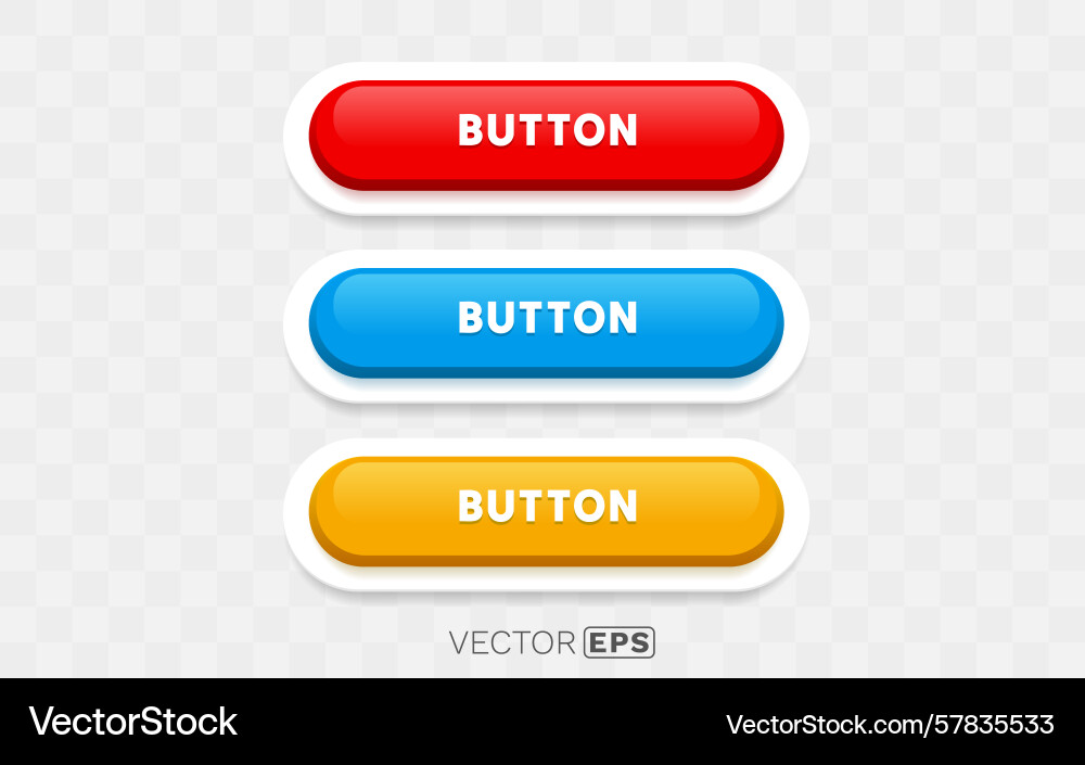 Set color round button frame label event web vector image