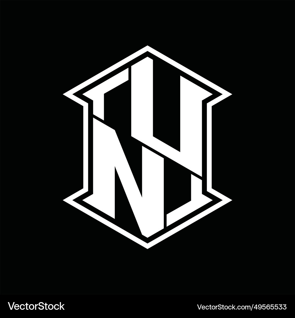 Un logo monogram hexagon shield shape up and down Vector Image