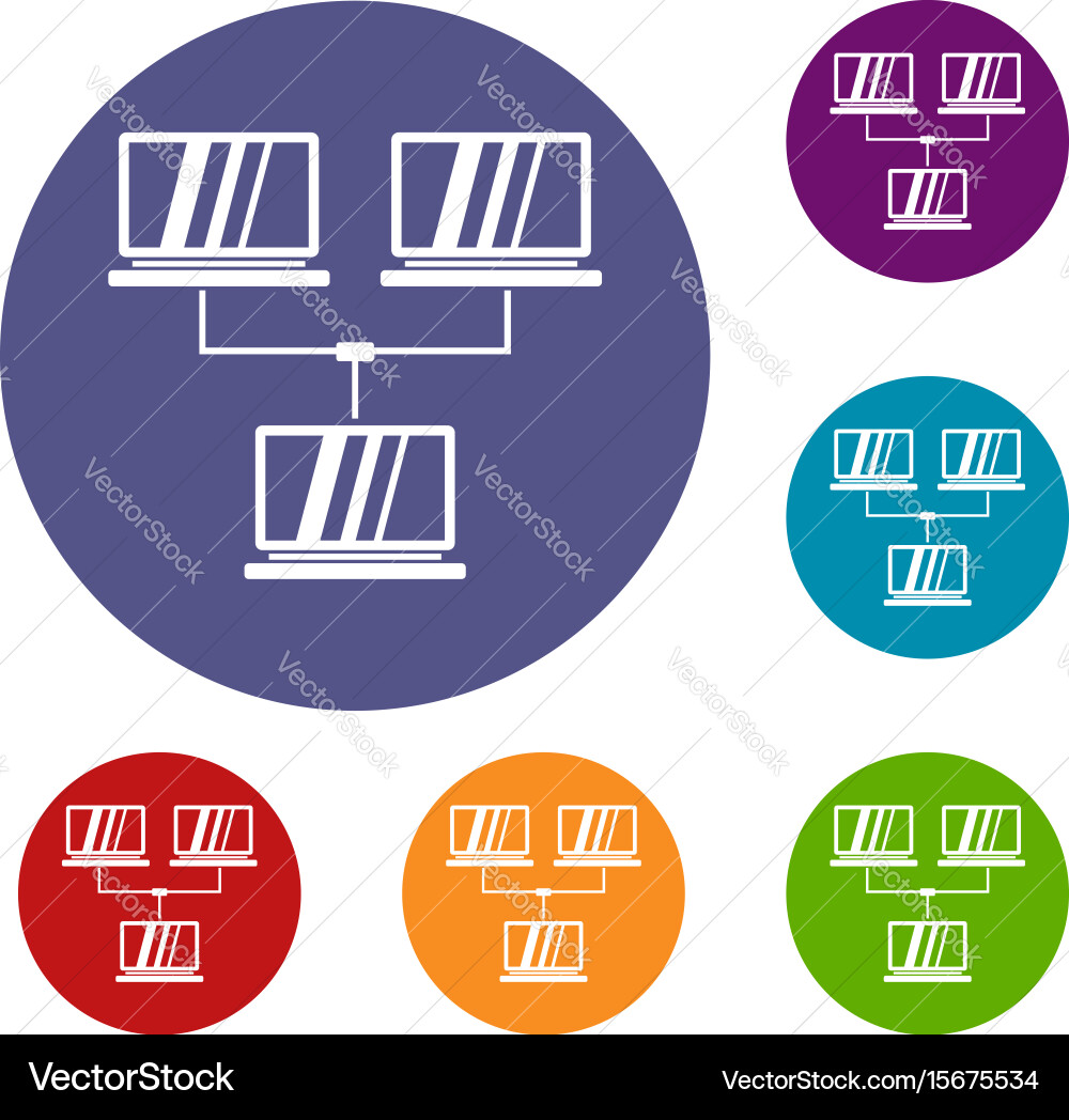 Exchange of data between computers icons set vector image