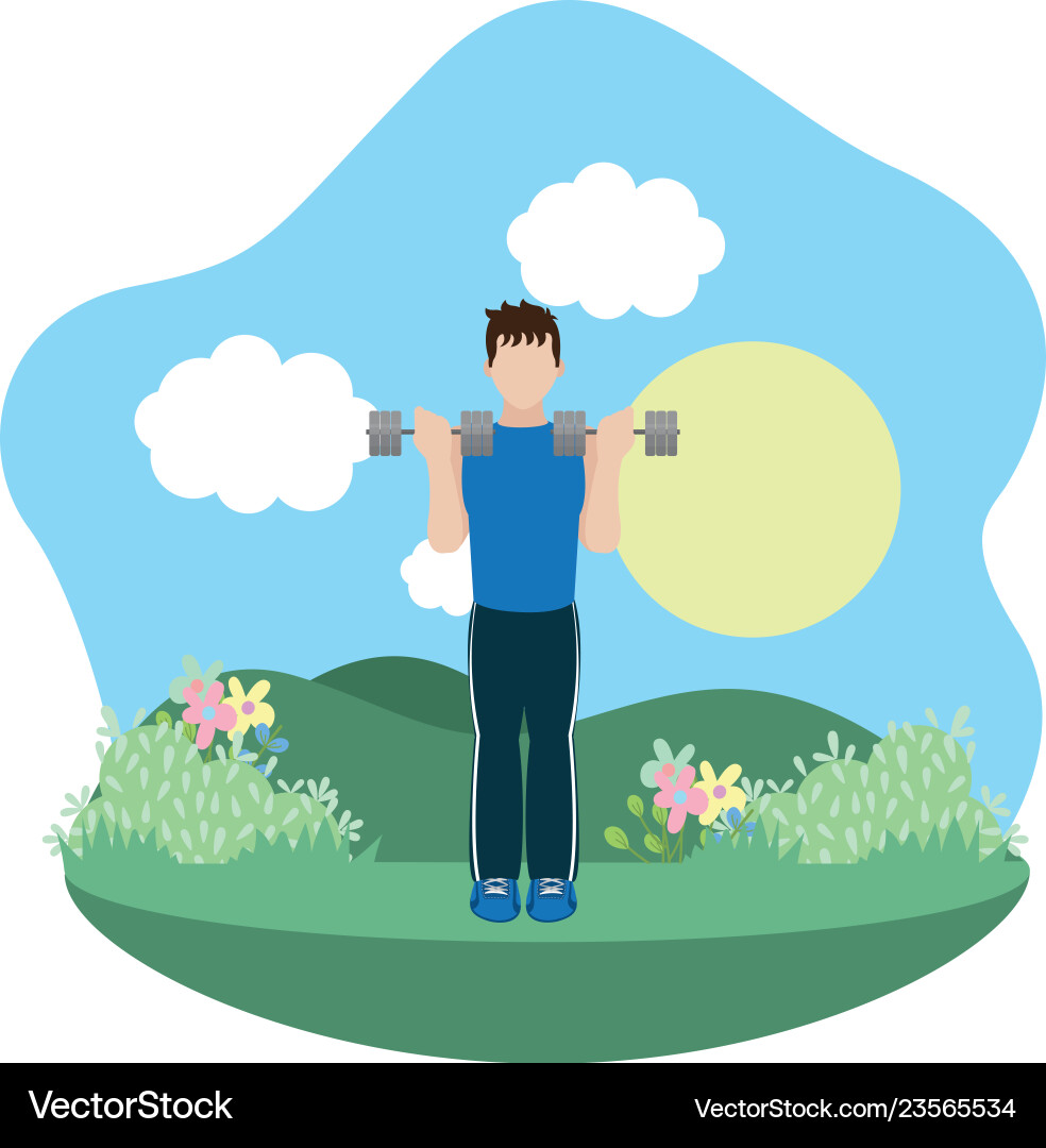 Fit man doing exercise Fit man doing exercise Vector Image