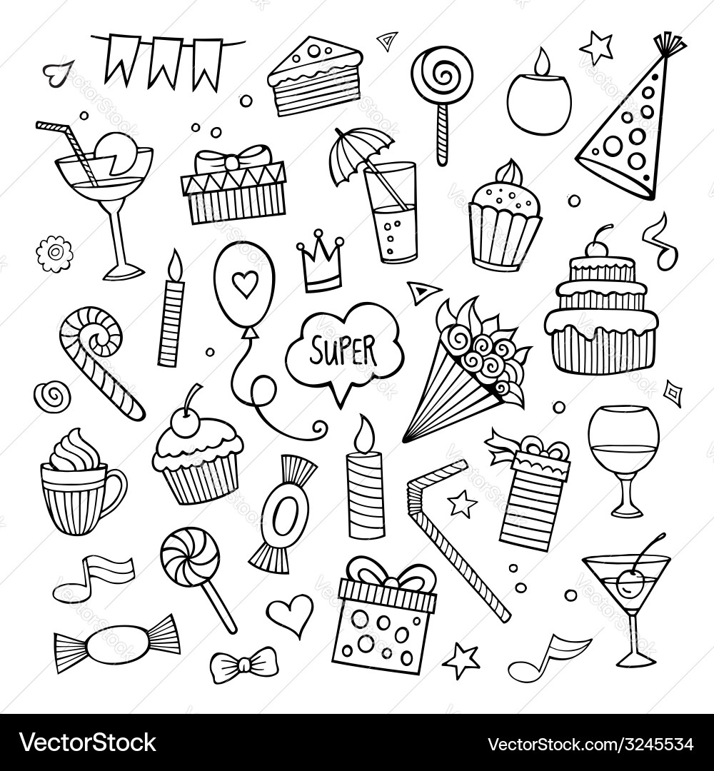 Hand Drawn Holiday Elements Vector Image